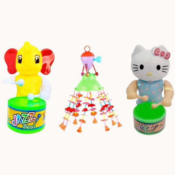 S.T.S ENTERPRISES new ELPHA-JHOOMER-KITTY-Toys for Baby Kids Key-Operated Cute Drummer No Battery