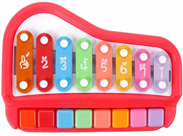 Toys R Us Bruin 2in1 Baby Piano Xylophone Toy 8 Multicolored Key Keyboard Baby Kids Boy