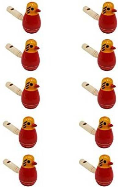 TRU TOYS Wooden Handcrafted Whistle Keychains Toys (10 Pcs, Whistle Keychain Bird)