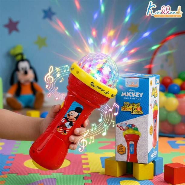 DISNEY Mickey Mouse Theme Microphone Musical Karaoke Toy with Disco Lights