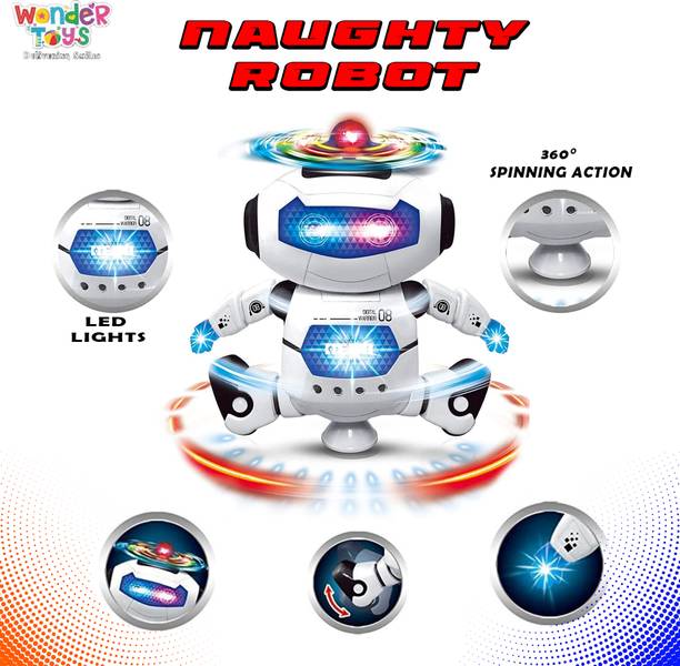 Wonder Naughty Dancing Robot with 3D Flashing Lights & Music for kids