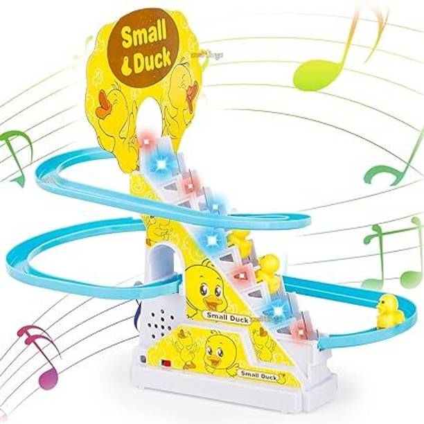 चिगी वू Duck track Set Automatic Stair-Climb Ducks Race Track Set with Lights and Music