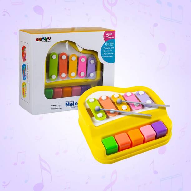 KHYALI Small 2 in 1 Musical Xylophone & Piano Toy for Kids with 5 Multicolored Keys 162