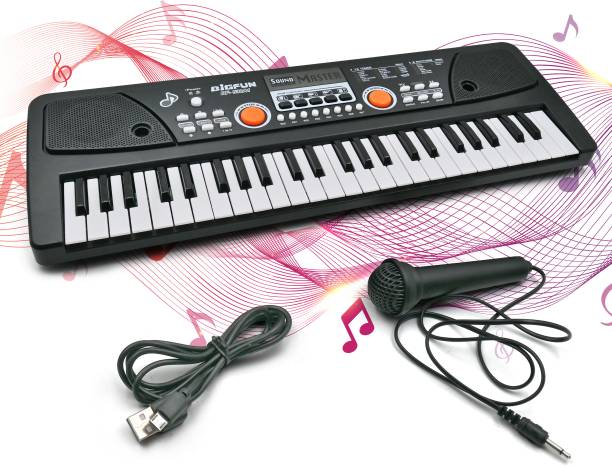 VikriDa Kids 49 Key Piano Keyboard, DC Power Option+ Microphone with USB Charging Big Fun Electronics Keyboard Toy for Kids Toddlers Children (Style 10)