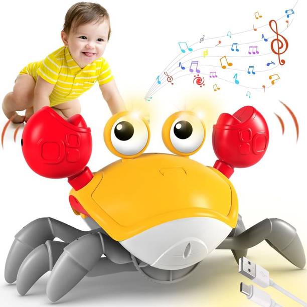 TAPUJI Rechargeable Electronic Sensing Crawling Crab with Music & Light Toy for Kids
