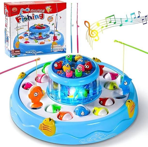 GVP Toys Fish catching game with 26pcs of fish, 2 rotary fishing pond & 4 pods