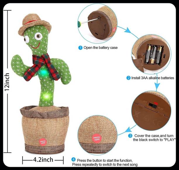 SALEOFF Dancing Talking Cactus Plush Toy, Wriggle, Singing, Repeat What You Say-735