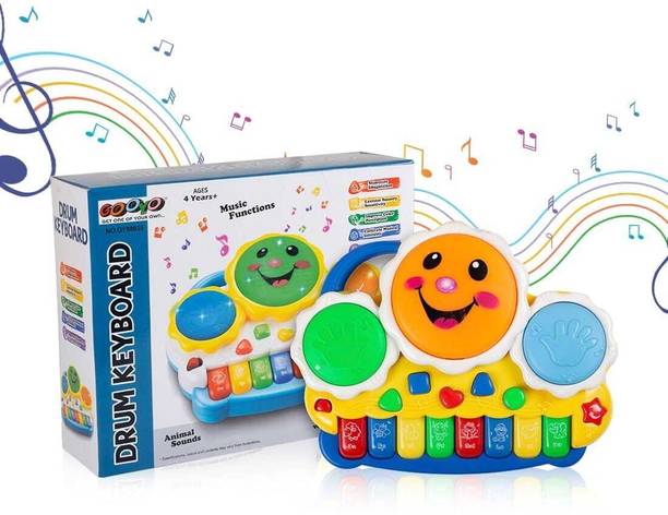 VIKASH Musical Drum & Electronic Piano Keyboard Toy with Animals Sounds