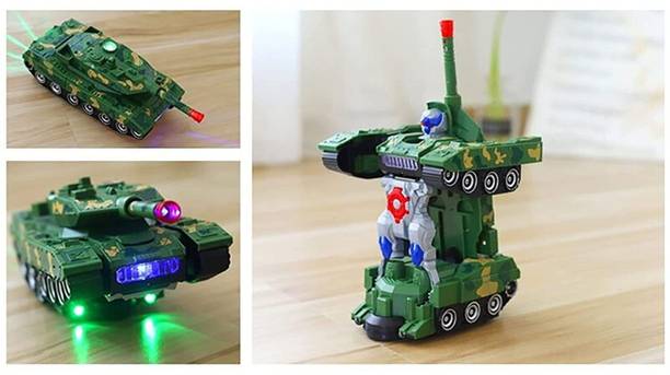 GoBaby Deformation Combat Robot Car Tank Deformation Robot Toy with Light, Music