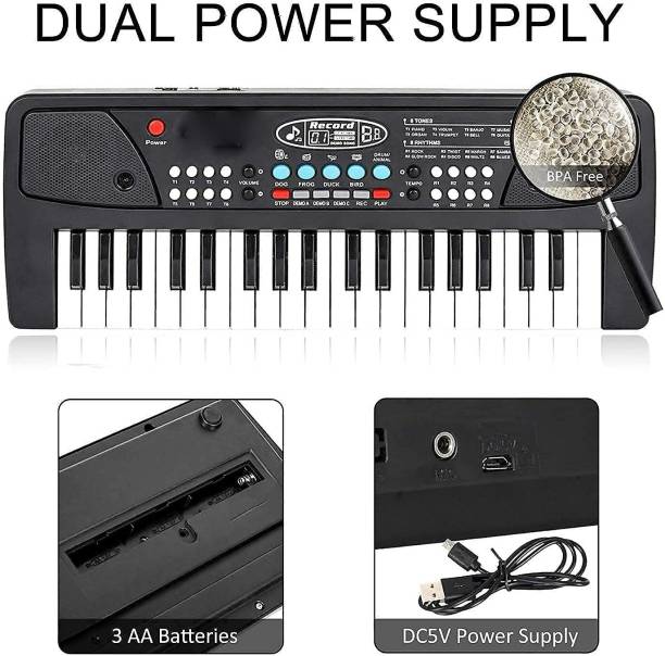 KAVANA Piano Keyboard for Kids,Mic Dc Power Option Recording Musical Keyboard, Music Piano Keyboard Analog Portable Keyboard