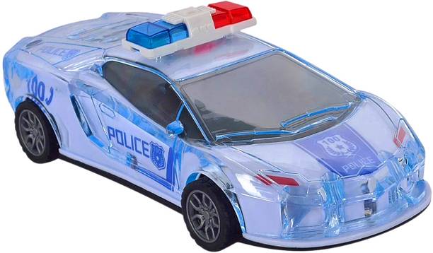Deeshora Push and Go Police Car Toy for Kids, Battery Operated Toy Car with Lights