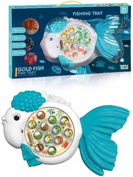 Chigy Wooh Electric Goldfish Shape Fishing Tray Rotation Fishing Game Toy Fish Catching Set