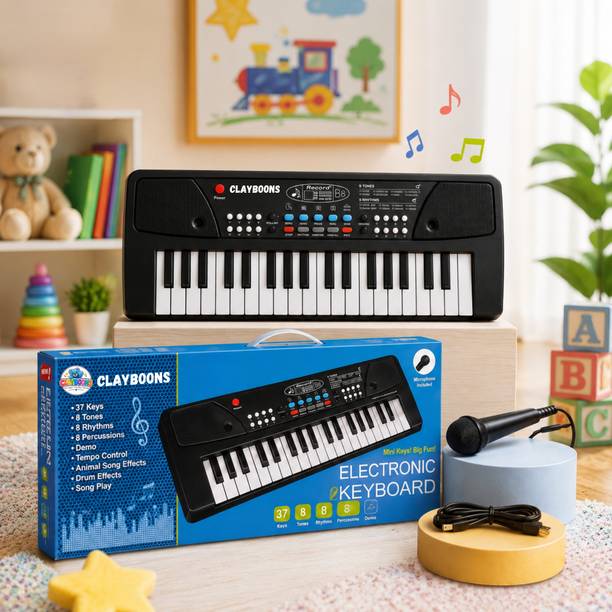 CLAYBOONS Toys 37 Keys Portable Electronic Piano with Microphone