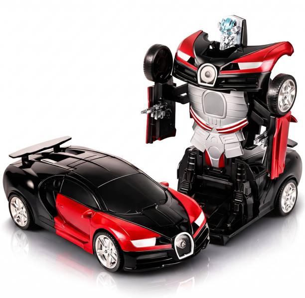 Playvance 2 in 1 Automatic Deform Robot Car Toy with Music & Lights for Kids, Battery run