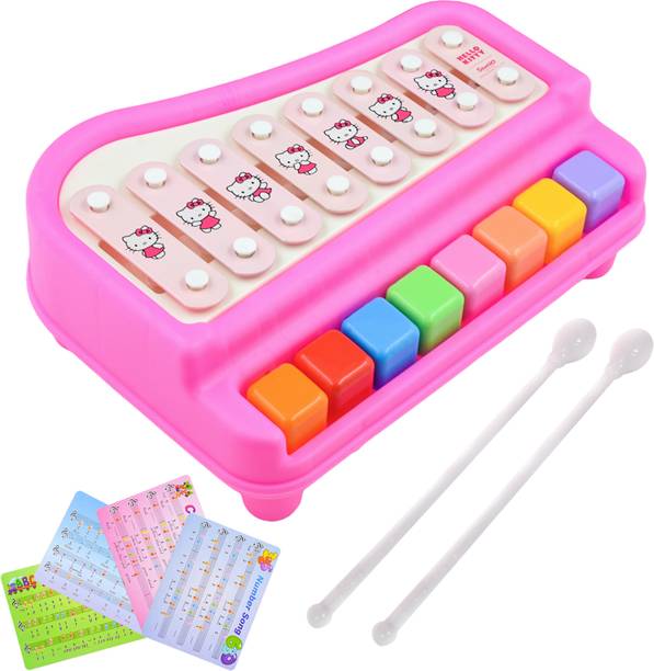 WISHKEY Hello Kitty 2-in-1 Xylophone Piano 8 Keys Musical Instrument Toys for Kids