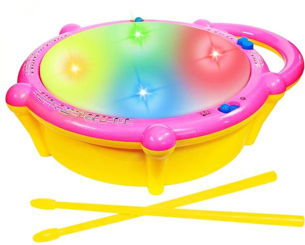 Kidzfun Flash Drum Toy for Kids Musical Drum with Sticks