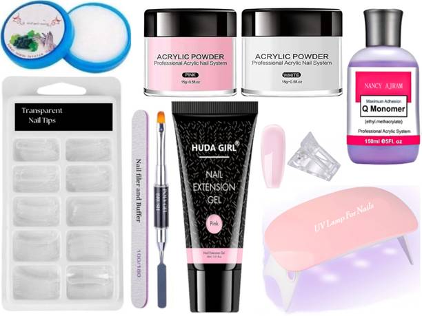 हुडा गर्ल 10in1 Poly Nail Extension Gel Kit All-in-One Builder Gel & Nail Decoration Set
