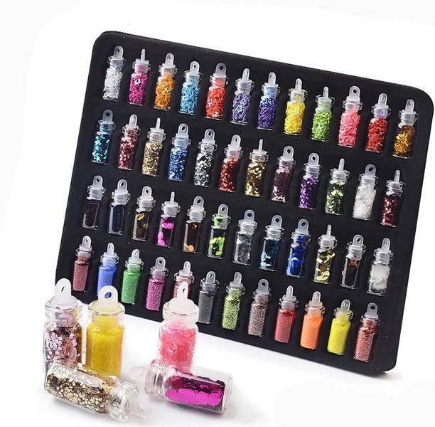 LOVHIDE 48Pcs Nail Art Glitter Set Holographic Chunky, Sequins, Iridescent Glitter