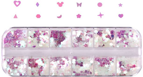 हुडा गर्ल Holographic Nail Art Stickers Colorful Flakes and Glitter Decals for Nails(N-24)