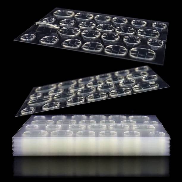 QEQEQ 2 Sheets Double-sided Nail Jelly Sticker Waterproof Breathable Glue