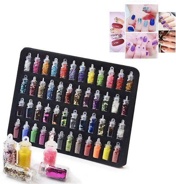 vnz Professional 48Pcs Nail Art Holographic Chunky, Sequins, Iridescent Glitter Set