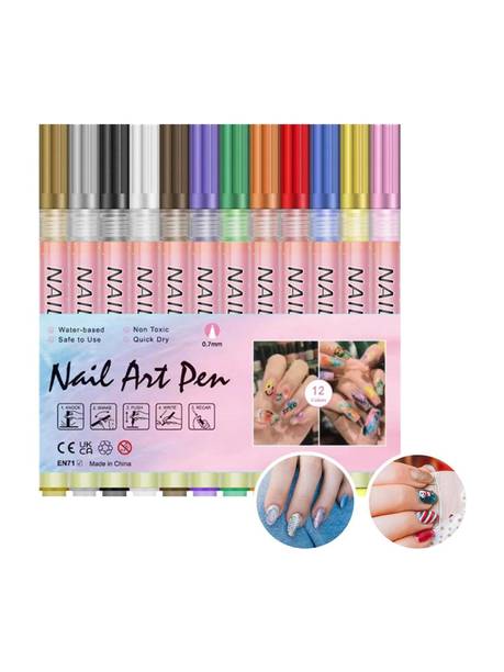 DHYAN HUB 12 Piece Nail Art Marker Pen