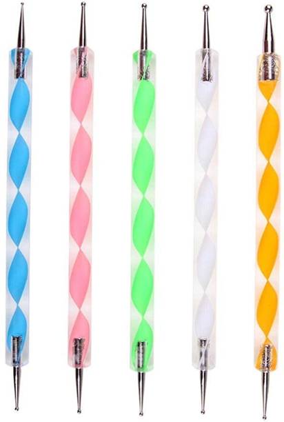 eS³kube 5 Pieces Acrylic Nail Art Dotting Tools Set – Multi Color Dual End Stylus Pens