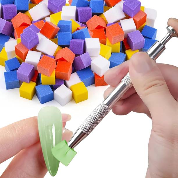 El Syco 100 pcs Ombre Nail Sponges Mixed Color Aura Nail Brush