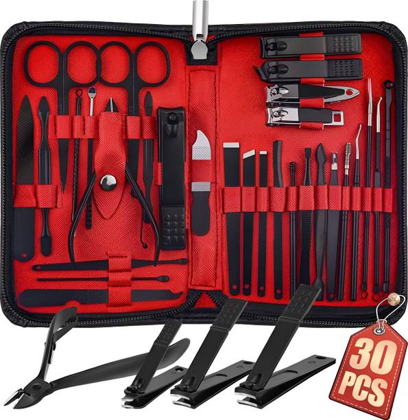 ingostores Professional-30 Piece Stainless Steel Nail Manicure Kit with Leather Travel Case