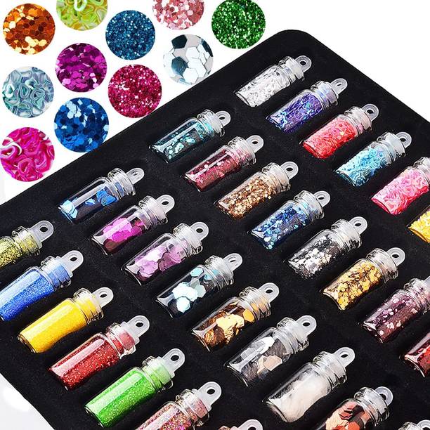 GOLD MAX 48 Pcs Nail Glitter Set for Nail Art | Cosmetic Grade Sparkle Dust for Nails