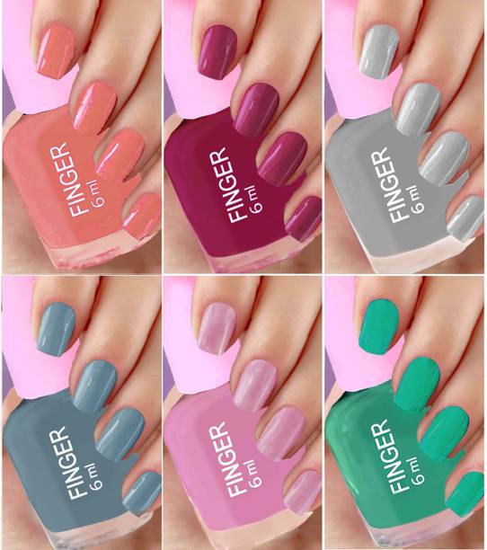 Finger Nail Polish 6 Pcs Multicolour