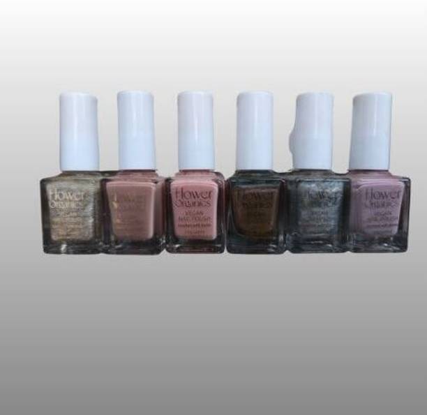 Flower Organics Nail_Polish 06PEACHY_PINK, 11ARYAN, 12STARLIGHT, 14OXIDISED, 15COPPER_CHIMNEY, 17GLIMMER