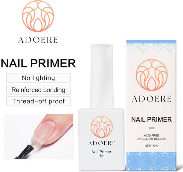 Adoere Nail Primer for Gel Nail Polish No Lift Nail Prep Bond Primer Acid Free Fast Air Dry Nail Bonder for Acrylic Powder Nail Supplies Set, Nail Primer
