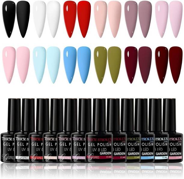 THR3E STROKES UV Gel Nail Polish Set Nude and Brown Warm Earthy Colors Gel Polish Kit 7.5ml G Series