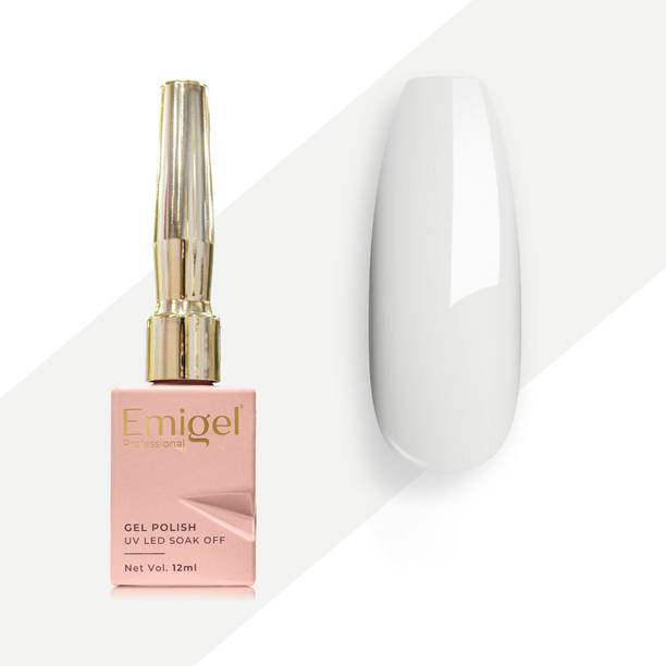 Emigel Professional UV Gel Nail Polish WHITE 032|Cured With UV LED Lamp, Super Glossy Finish, 12ml RUSTIC PURE WHITE