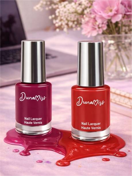 Dunamiss MOCHA GLOW & WINE O' CLOCK NAIL PAINT Pink & Red