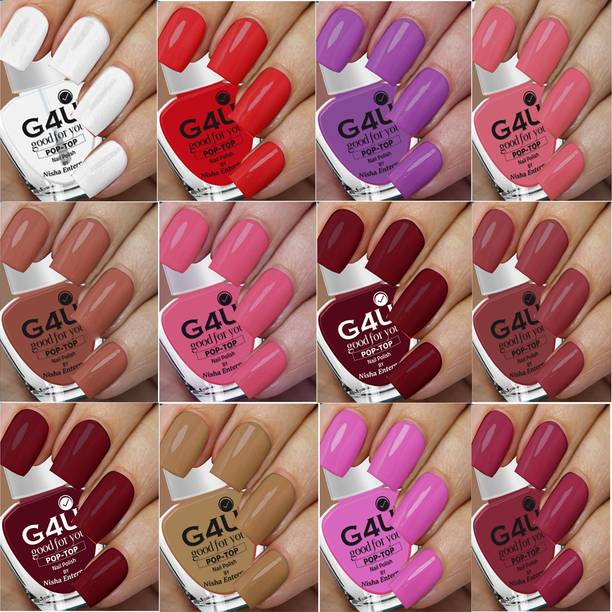 G4U New Long Stay Hot Color Set Red, Nude, Purple, Pink, Peach, Brown, Top coat, Brick Red, Plum, Majenta, Light Pink