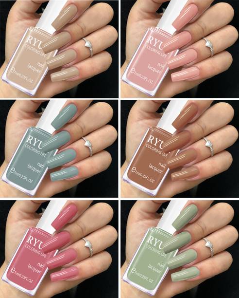 RYUK Professional Gloss Nail Polish Combo Set of 6 Multicolor