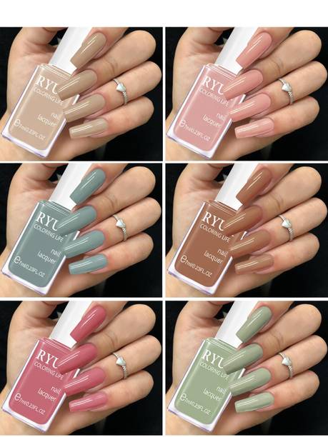 RYUK Professional Gloss Nail Polish Combo Set of 6 Multicolor