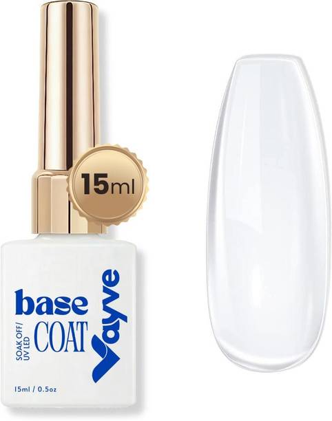 Vayve Base Coat Gel Nail Polish No Wipe | UV/LED Nail Gel Polish Base | Long Lasting | Clear | Nail Primer for Gel Polish | Smooth Adhesion & Chip Resistant (15ml)