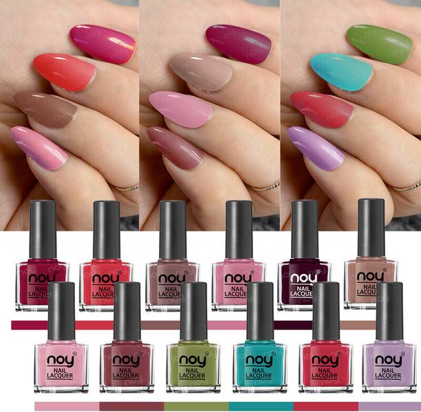 नॉय Quick Dry Long Lasting Nail Polish Combo Offer Set of 12 Combo No-07 बहुरंगी