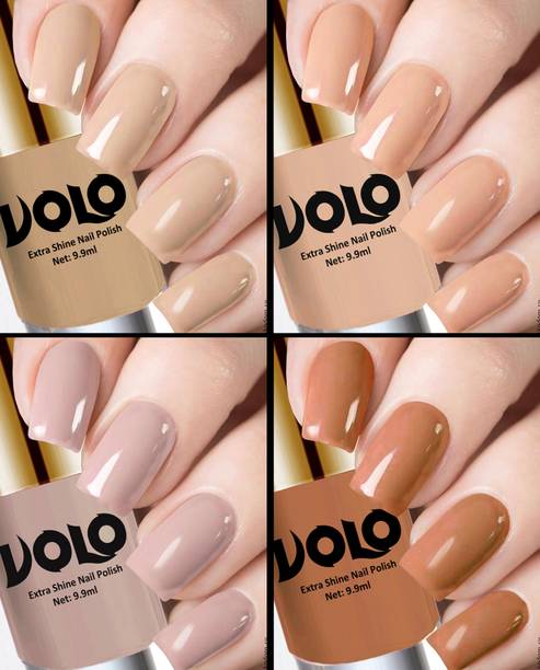 Volo HD Colors High-Shine Long Lasting Non Toxic Professional Nail Polish Set of 4 Nude Tude