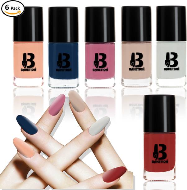 Banetion Pink with blue nail polish 6 pc Pink and Blue