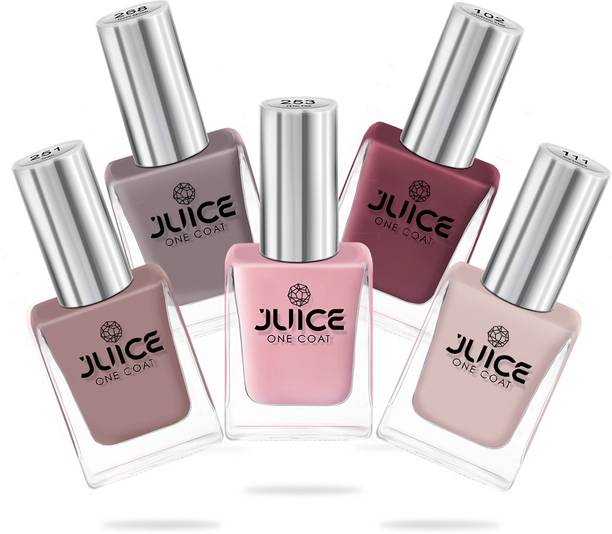 Juice Nail Paint Combo 32 Petal Pink, Camel, Sun Kissed, Dusty Coral, Teddy Brown