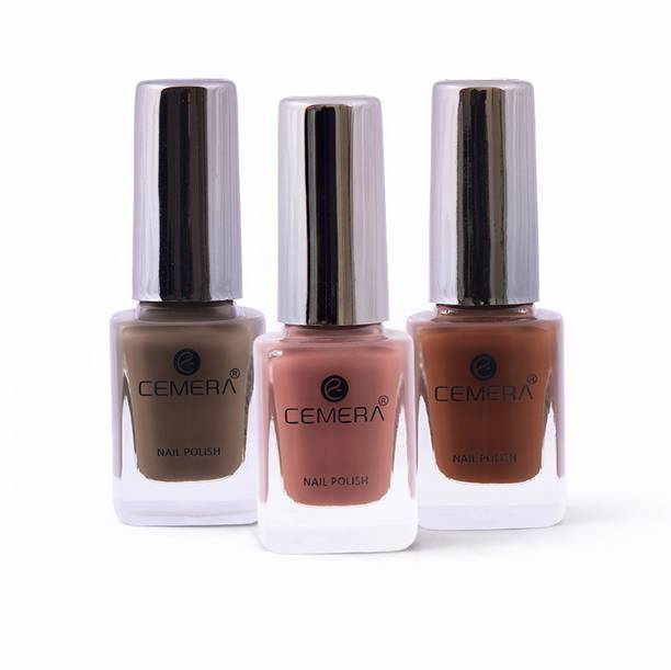 Cemera Nail Polish Combo – Airy Pack of 3 (10 ml Each) Cocoa, Coffee, Sandstone