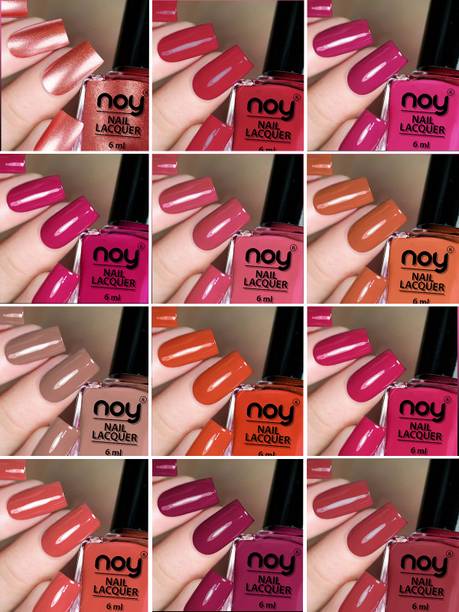 NOY Quick Dry Long Lasting Nail Polish Combo Offer Set of 12 Combo No-02 मैटलिक ब्राउन(भूरा), टैन ब्राउन (भूरा) , वाइन पिंक (गुलाबी), कॉपर, मैजेंटा, कैरट पिंक, पीच, भूरा, नियॉन ऑरेंज (नारंगी), लाल