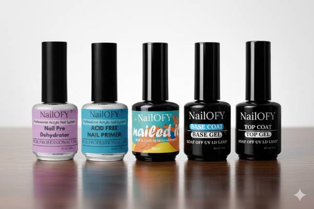 6skins Professional UV LED GEL POLISH,Top Base Coat,Cuticle Oil,Primer,DehYdrator,set 5 Blue