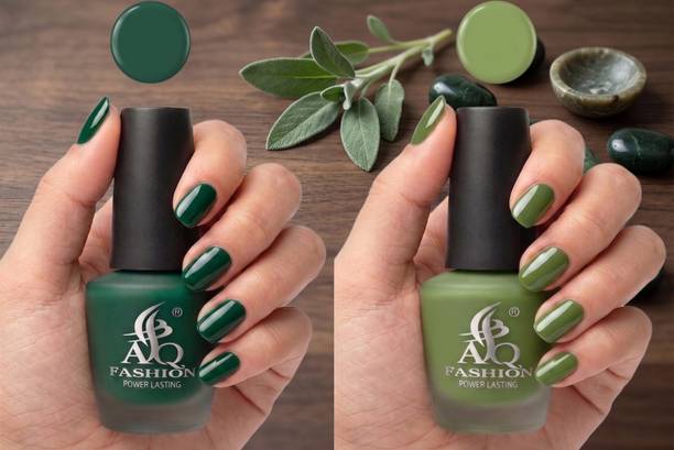 AQ FASHION New 2 piece shine nail polish combo MT153 Forest Green