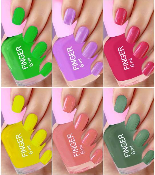Finger Nail Polish 6 Pcs Yellow, Green