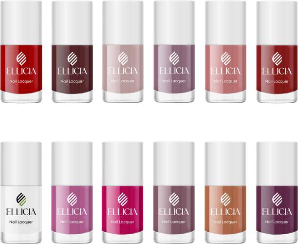 Ellicia Nail-Polish is a premium, long-lasting Nail paint with a glossy finish 8 Multicolore